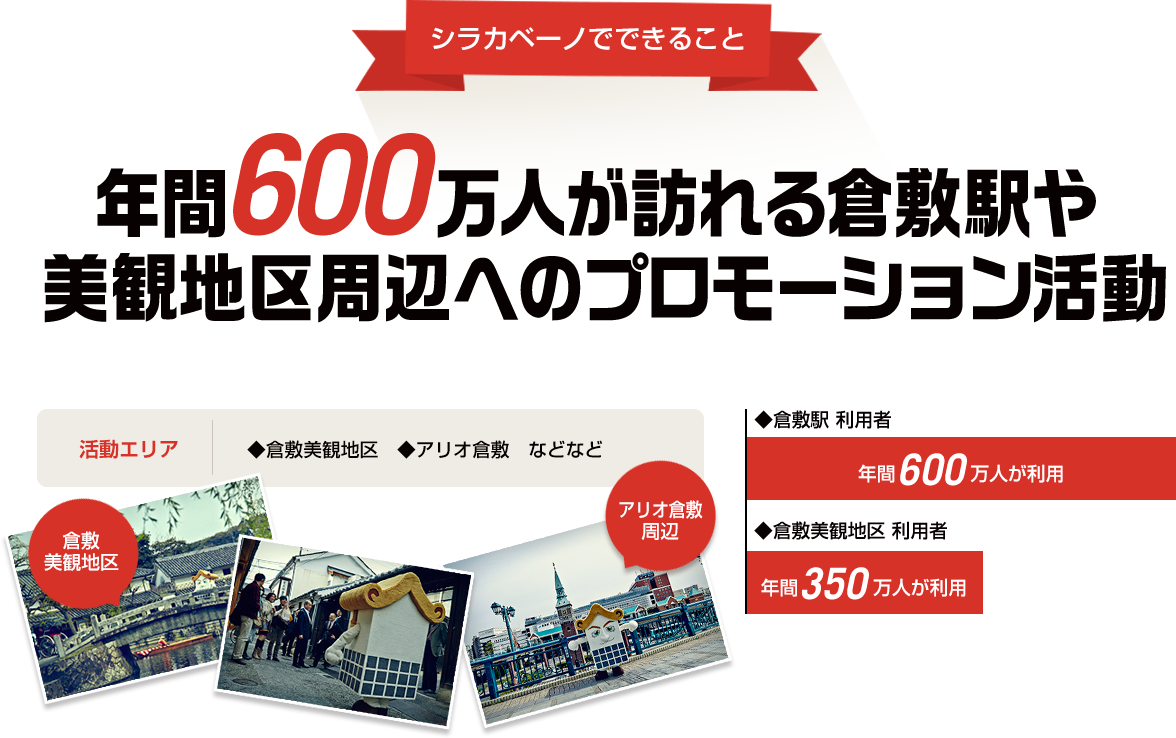 年間350万人が訪れる倉敷美観地区周辺へのプロモーション活動！！